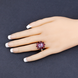 Natural Amethyst and Rhodolite Floral Ring