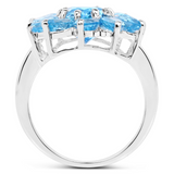 Natural Swiss Blue Topaz Flower Ring