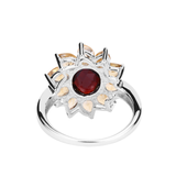 Natural Garnet and Citrine Sunflower Ring