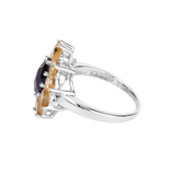 Natural Garnet and Citrine Sunflower Ring