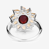 Natural Garnet and Citrine Sunflower Ring