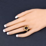 Natural Garnet and Citrine Sunflower Ring