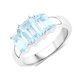 Genuine Blue Topaz 3 Stone Ring