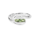 Genuine Peridot Three Stone Bypass Ring