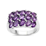 Genuine Amethyst Cluster Ring Silver