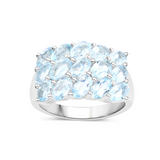 Genuine Blue Topaz Cluster Ring Silver