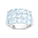 Genuine Blue Topaz Cluster Ring Silver