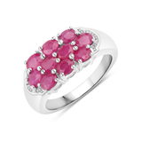 Natural Ruby Silver Cluster Ring