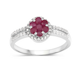 Genuine Red Ruby Halo Ring