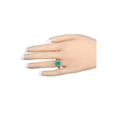 14K Gold Genuine Green Zambian Emerald Diamond Ring