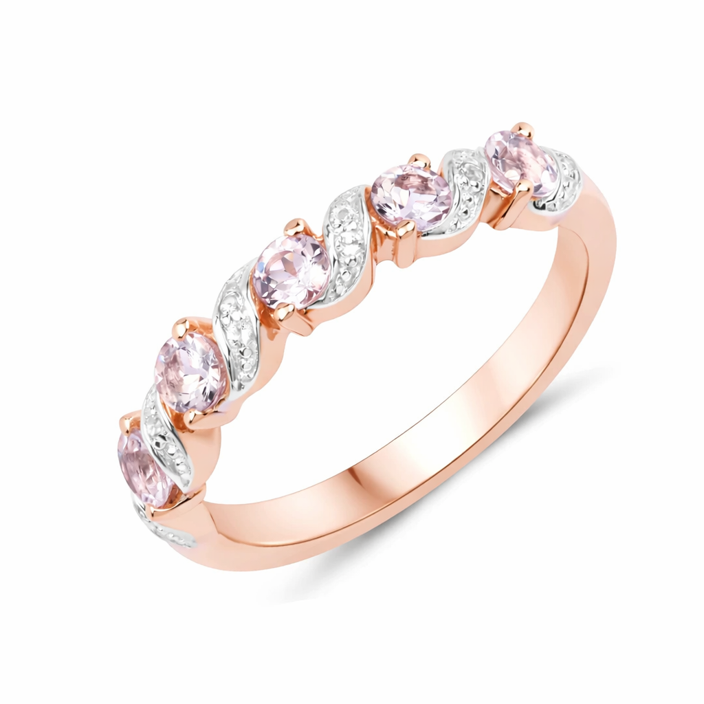 Peach Genuine Morganite 5 Stone Ring Fine Color Jewels