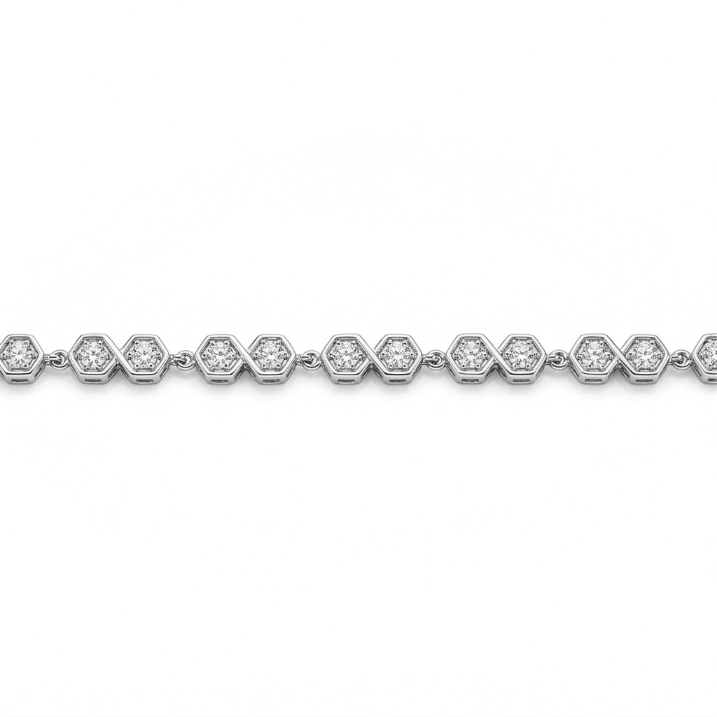 5.4 Ct Round White Zircon Bezel Silver Infinity Link Bracelet