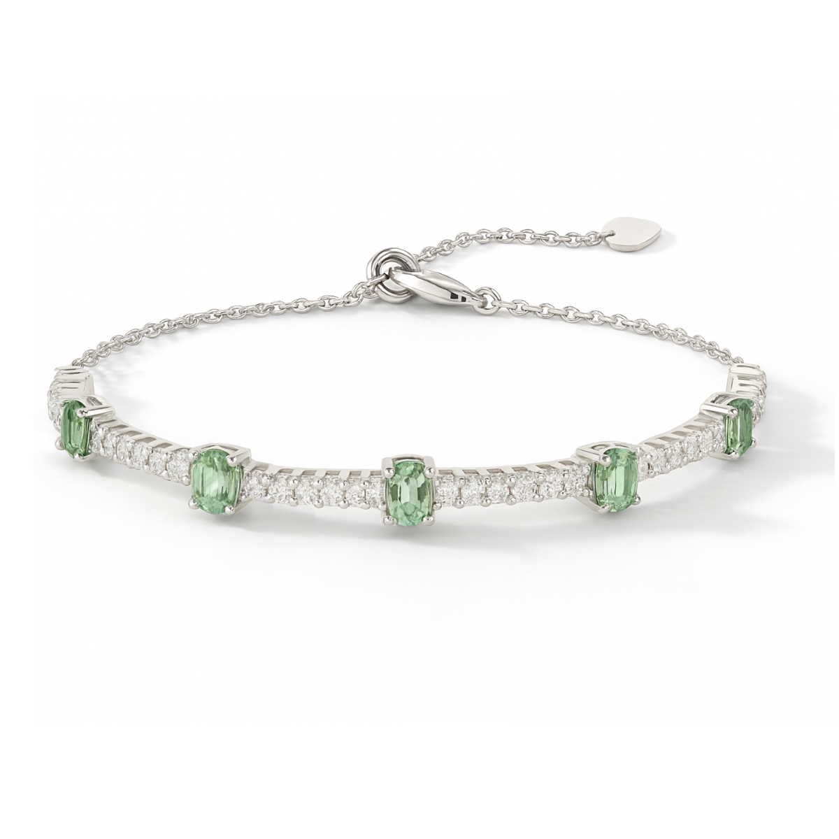 Bracelet ajustable en saphir vert