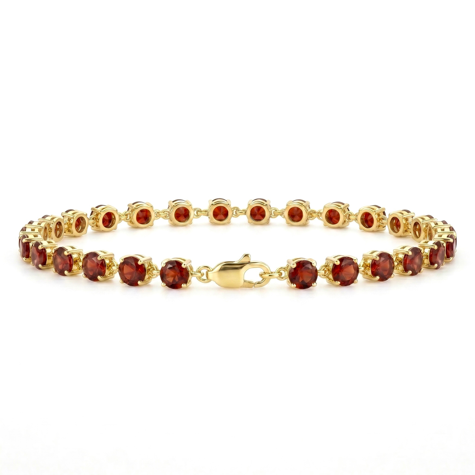 4.7 Ct Round Red Garnet Prong Silver Tennis Link Bracelet