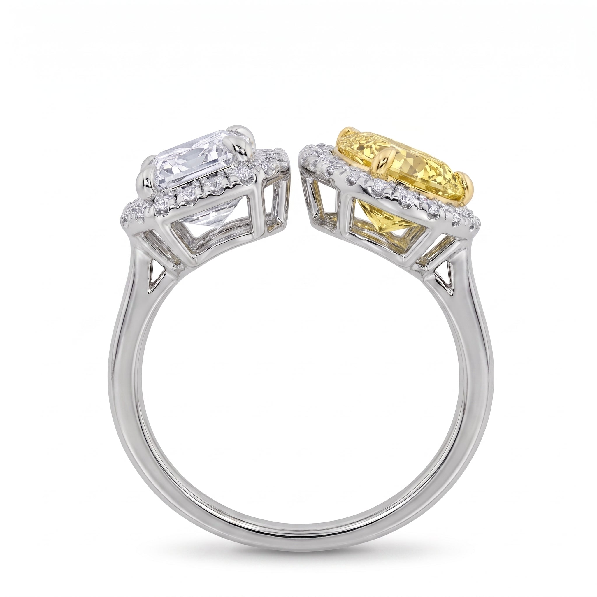 3Cttw Lab Grown Diamond (F/VVS) Toi et Moi Fashiion Halo Engagement Ring 14K Gold