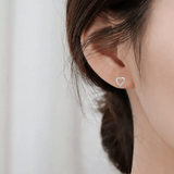 14k White Gold Lab Grown Diamond Open Heart Stud Earrings