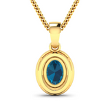 14K Yellow Gold London Blue Topaz Pendant with Diamonds