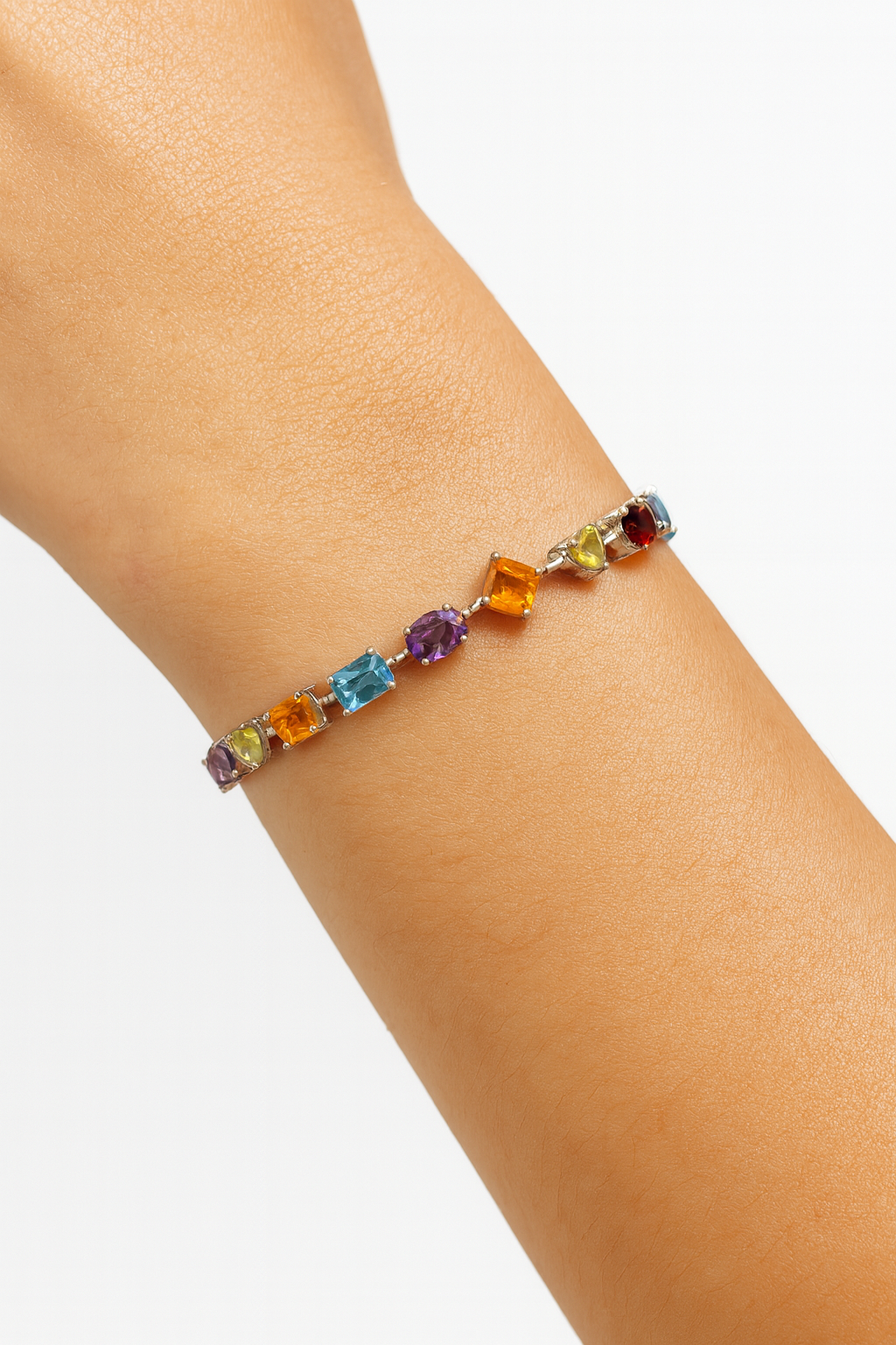 Multi Stone Tennis Bracelet Sterling Silver