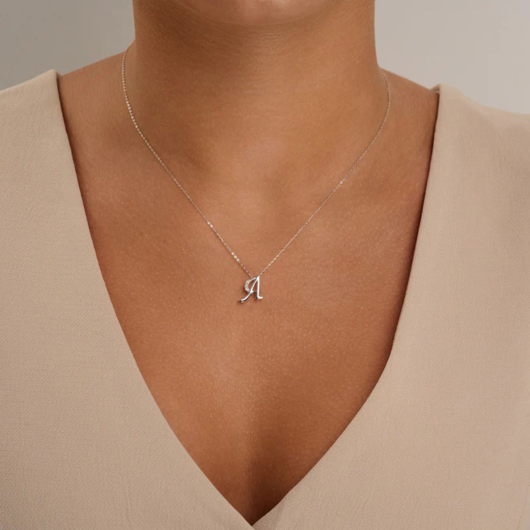 10K Gold Mini Diamond Initials Necklace