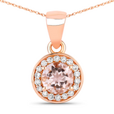 14K Rose Gold Peach Morganite Necklace With Diamond