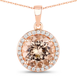 14K Rose Gold Morganite and Diamond Necklace