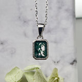 Octagon Moss Agate Pendant Green Moss Agate Pendant Necklace 