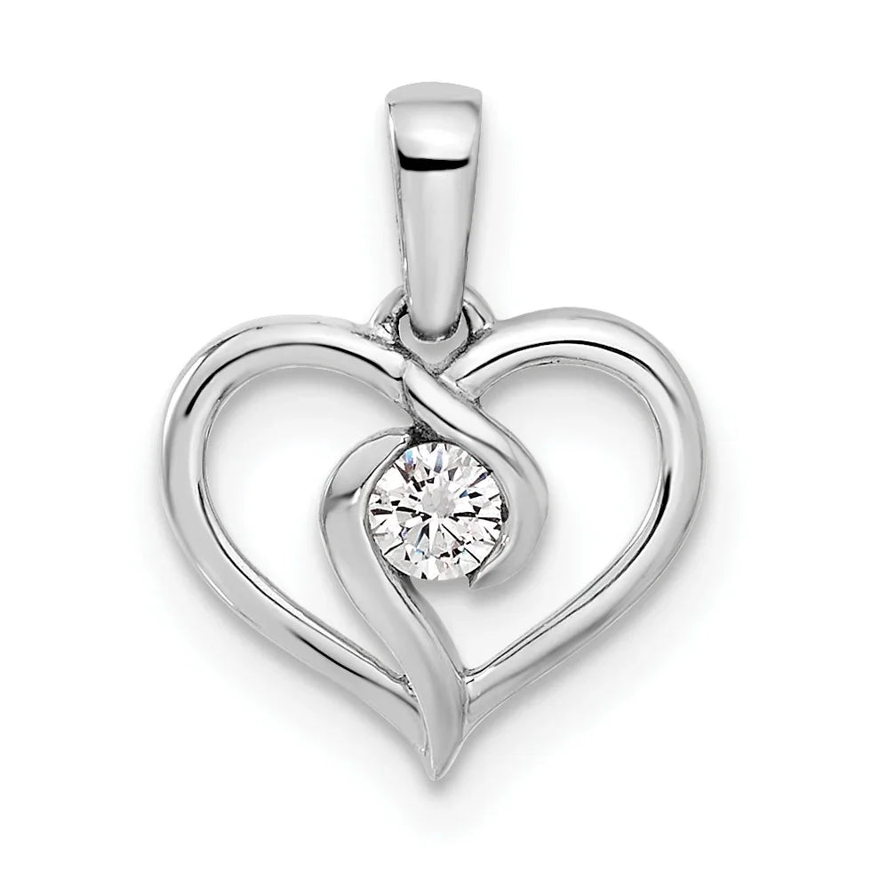 14K White Gold Heart Shaped Twisted Pendant