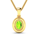 14K Yellow Gold Peridot Pendant with White Diamonds