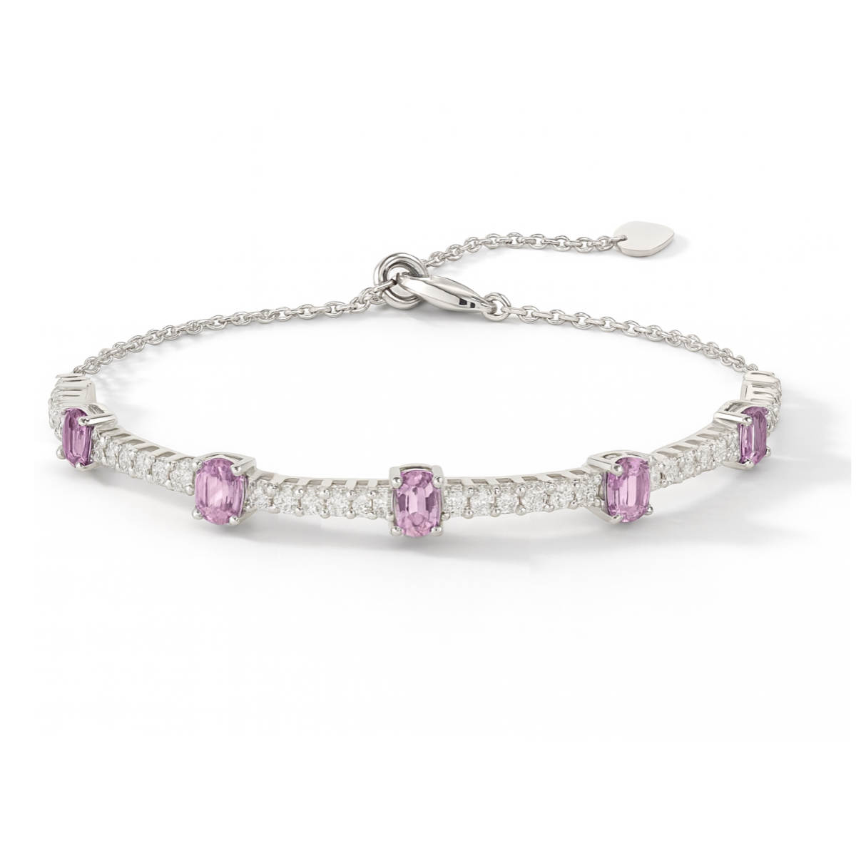 Bracelet ajustable en saphir rose