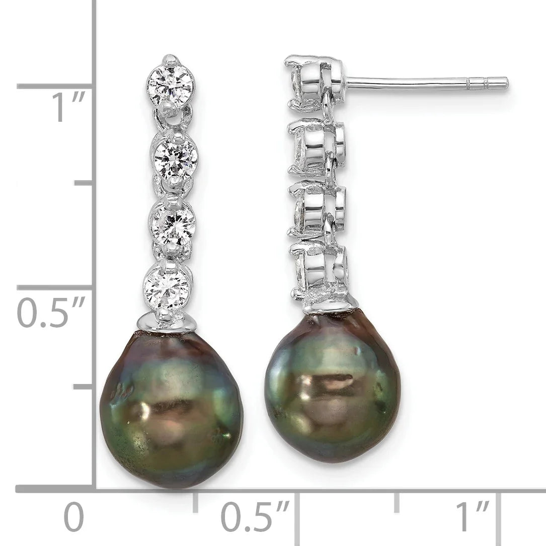 Black Tahitian Pearl Dangle Earrings
