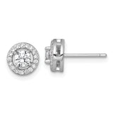 Round Cubic Zirconia Halo Stud Earrings