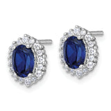 Oval Blue Sapphire Studs Halo Earrings