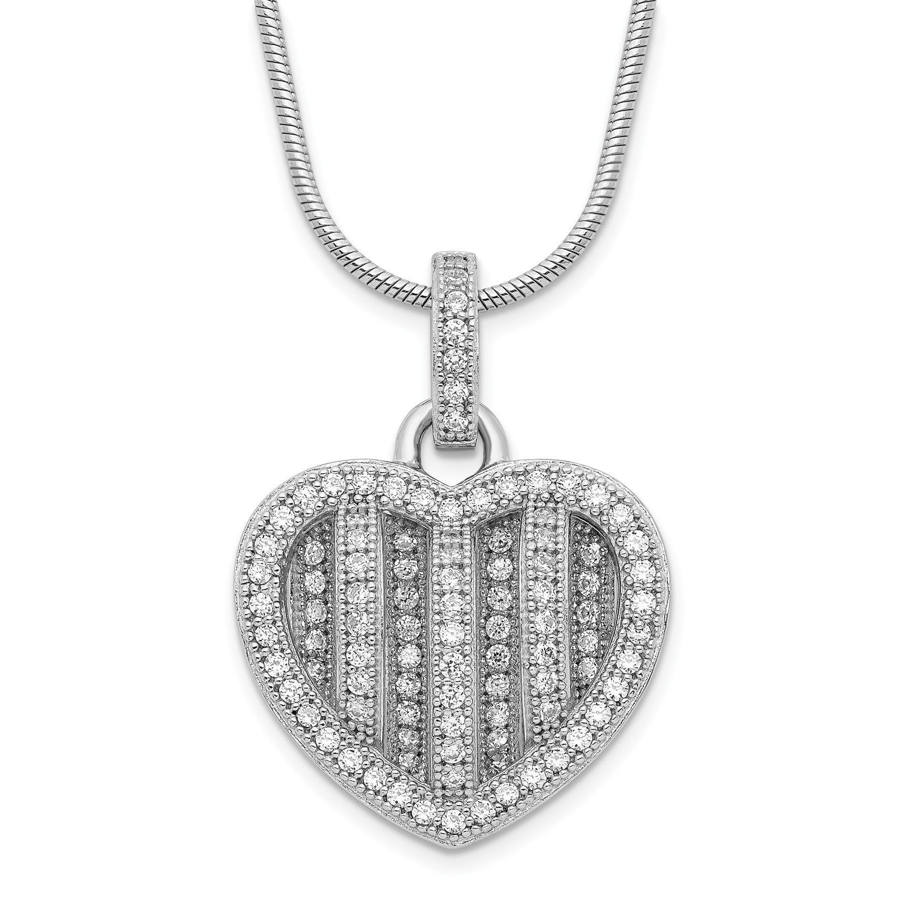 Cubic Zirconia Heart Necklace Silver