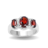 Natural 3 Stone Garnet Ring