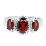 Natural 3 Stone Garnet Ring