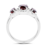 Natural 3 Stone Garnet Ring