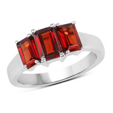 Genuine Garnet 3 Stone Ring