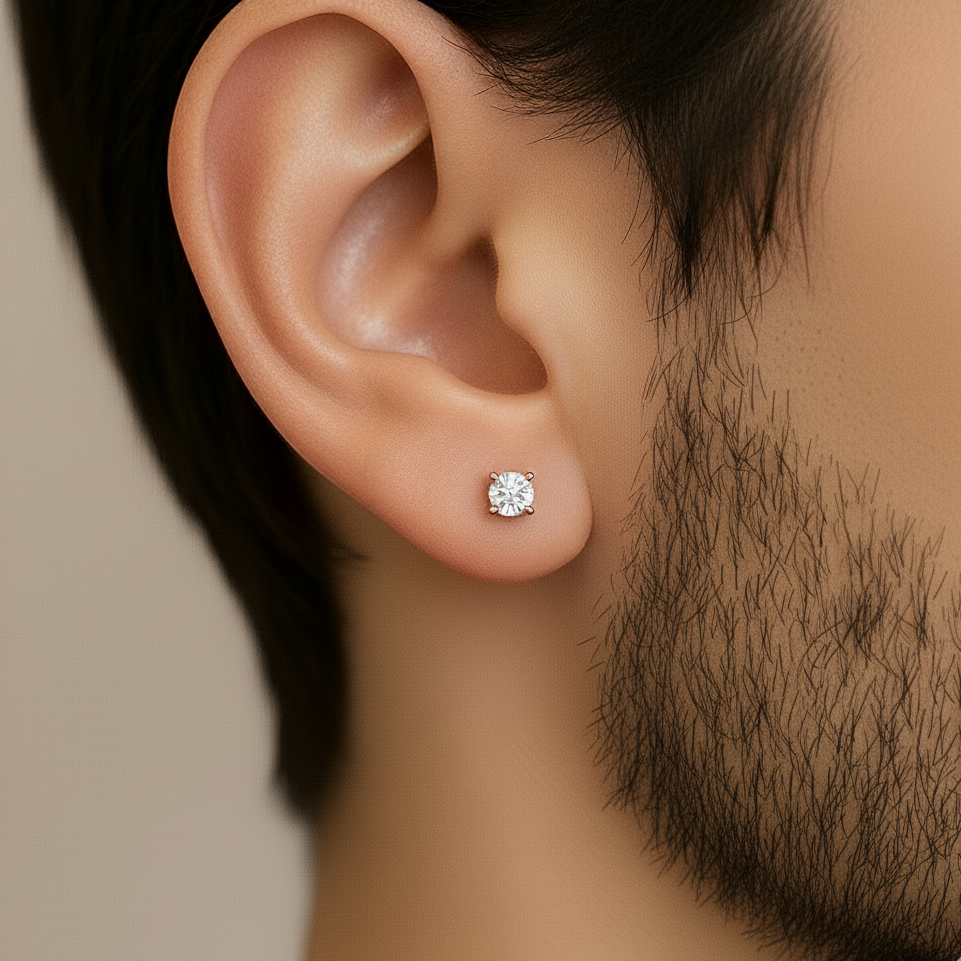 IGI Certified Round Lab Grown Diamond Solitaire Stud Earrings Rose Gold