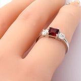 Lab Grown Ruby Three Stone Ring Fine Color Jewels 925 Sterling Silver Ruby Ring, best gift for girls, best gift for women, dla-dm-discount-all-154898, gift for her, Gift for Mom, gift for women, gift from daughter, Lab Created Ruby, lab grown ruby, New Year gift, red stone ring, ring for her, ring for women, ruby ring, Silver Three Stone ring, three stone ring, Valentine's Day gift