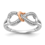 14k Two-tone Diamond Infinity with Heart Ring Fine Color Jewels 10k Gold Infinity ring, gold infinity ring, infinity ring, QG