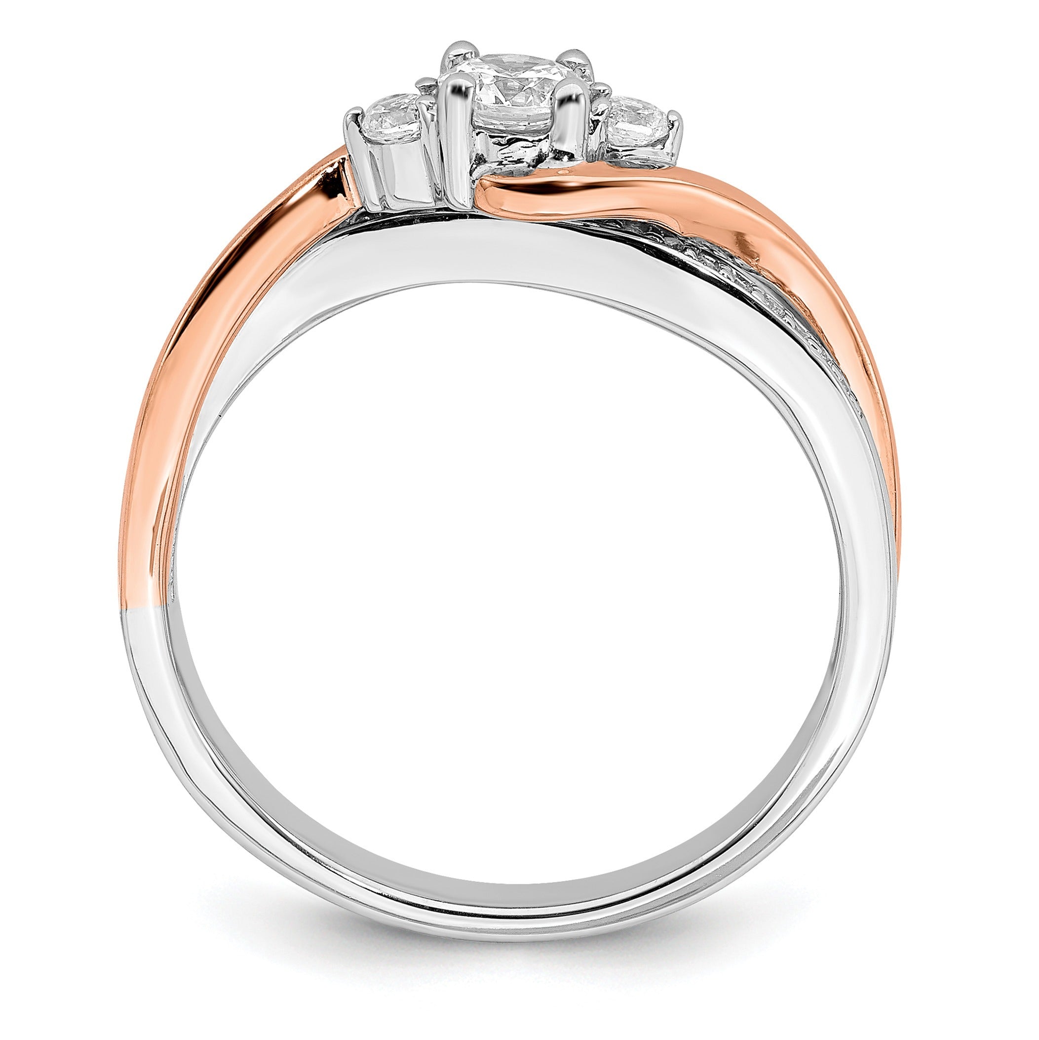 14k White and Rose Gold Natural Diamond Engagement Bypass Ring