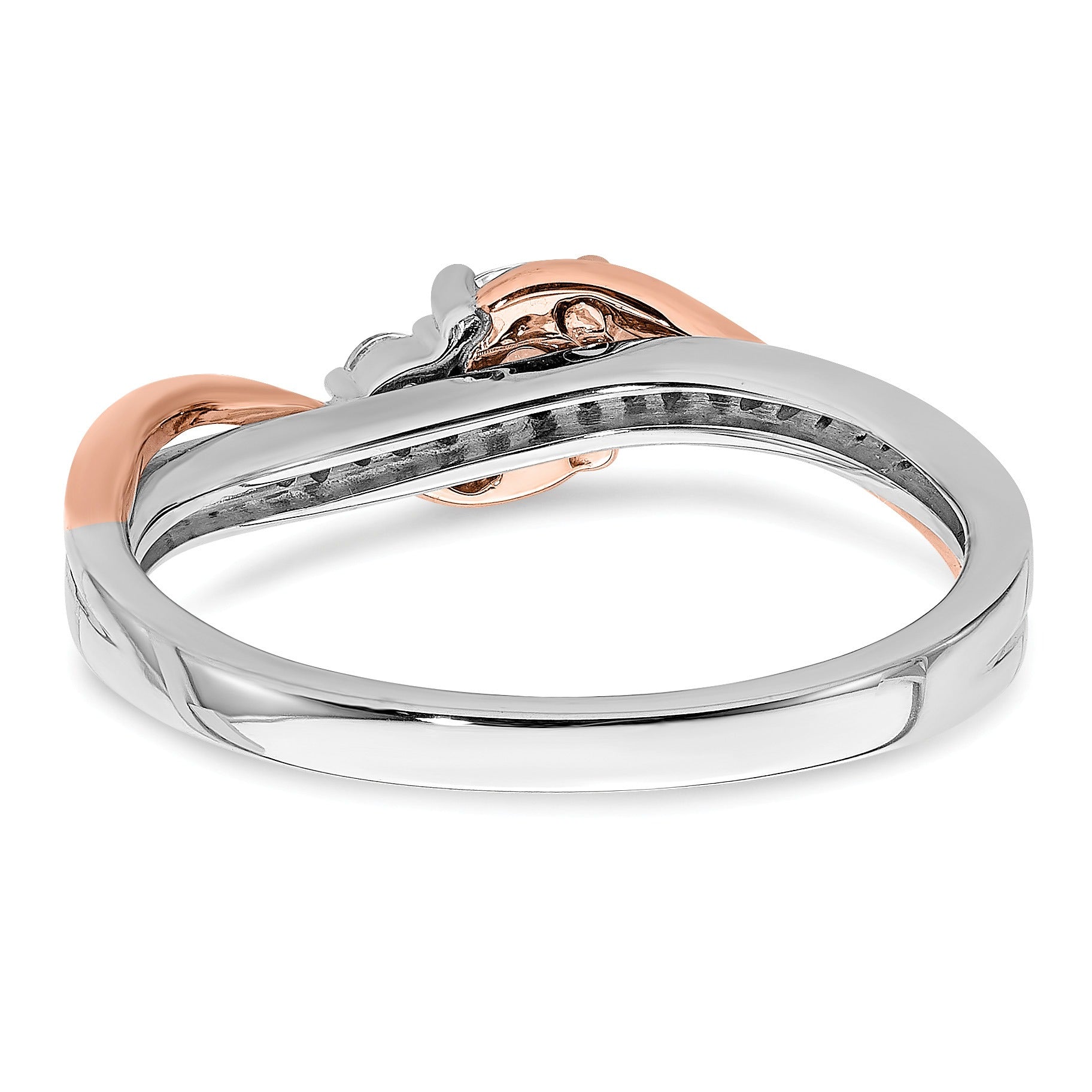 14k White and Rose Gold Natural Diamond Engagement Bypass Ring