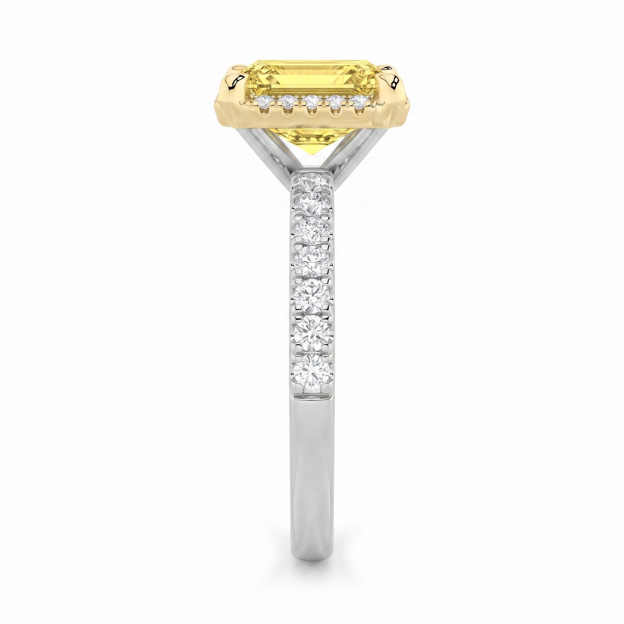 2Cttw Radiant Shaped Yellow Lab Grown Diamond (F/VS) Halo Accented Engagement Ring 14K Gold