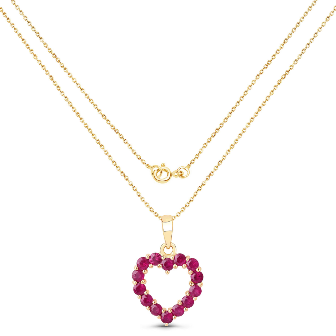 10K Yellow Gold Ruby Heart Necklace