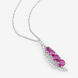 14K White Gold Ruby Diamond Necklace