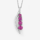 14K White Gold Ruby Diamond Necklace