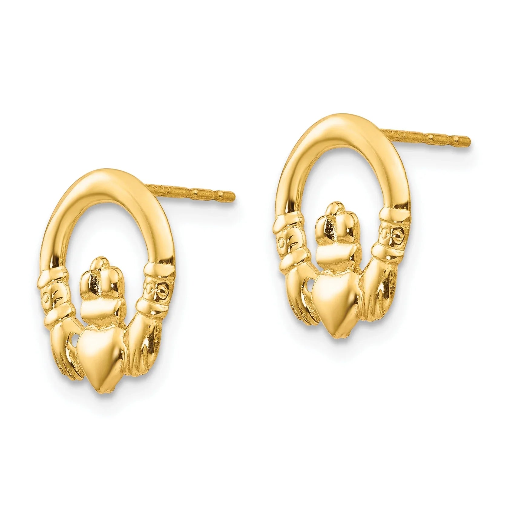 14k Madi K Claddagh Post Earrings Gold Fine Color Jewels best first mothers day gift, claddagh earrings, claddagh stud earrings, first mothers day gift ideas, first mothers day gift ideas from husband, first time mothers day gifts, gold claddagh earrings, gold Jewelry, irish claddagh earrings, Mother's Day Gift Ideas for Wife from Husband, mother's day gifts for first time moms, Mother's Day Gifts from Husband, QG