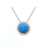 Blue Opal Round Halo Necklace FineColorJewels best gift for girls, best gift for women, blue opal necklace, Christmas gift, dla-dm-discount-all-143240, dla-dm-discount-all-154898, New Year gift, October birthday gift, opal charm necklace, opal jewelry, opal necklace, opal pendant, opal pendant with cz diamonds, sterling silver chain, Valentine's Day gift