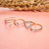 Diamond Open Heart 10k Rose Gold Ring - FineColorJewels