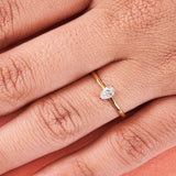 Diamond Teardrop 10K Rose Gold Solitaire Ring - FineColorJewels